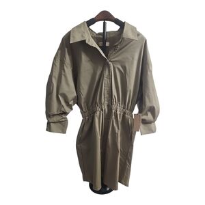 Bailey /44 Olive Long‎ Sleeve Dress Button Down Knee Length Green